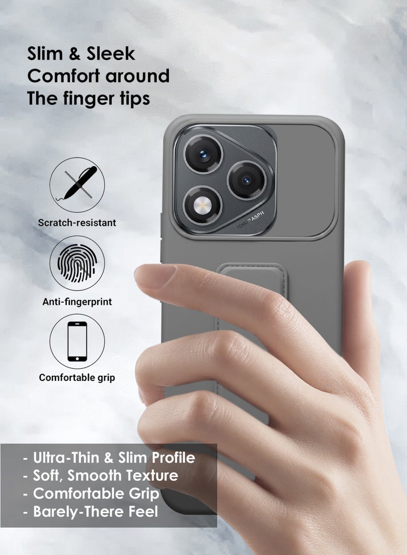 Honor 400 Lite Hand Grip Case Cover - Magnetic Hand Grip Holder & Kickstand - Strong Grip for Magnetic Car Holder, Stylish Silicone Case & Functional, Ultimate Convenience & Hands-Free Viewing - Grey - Image 5